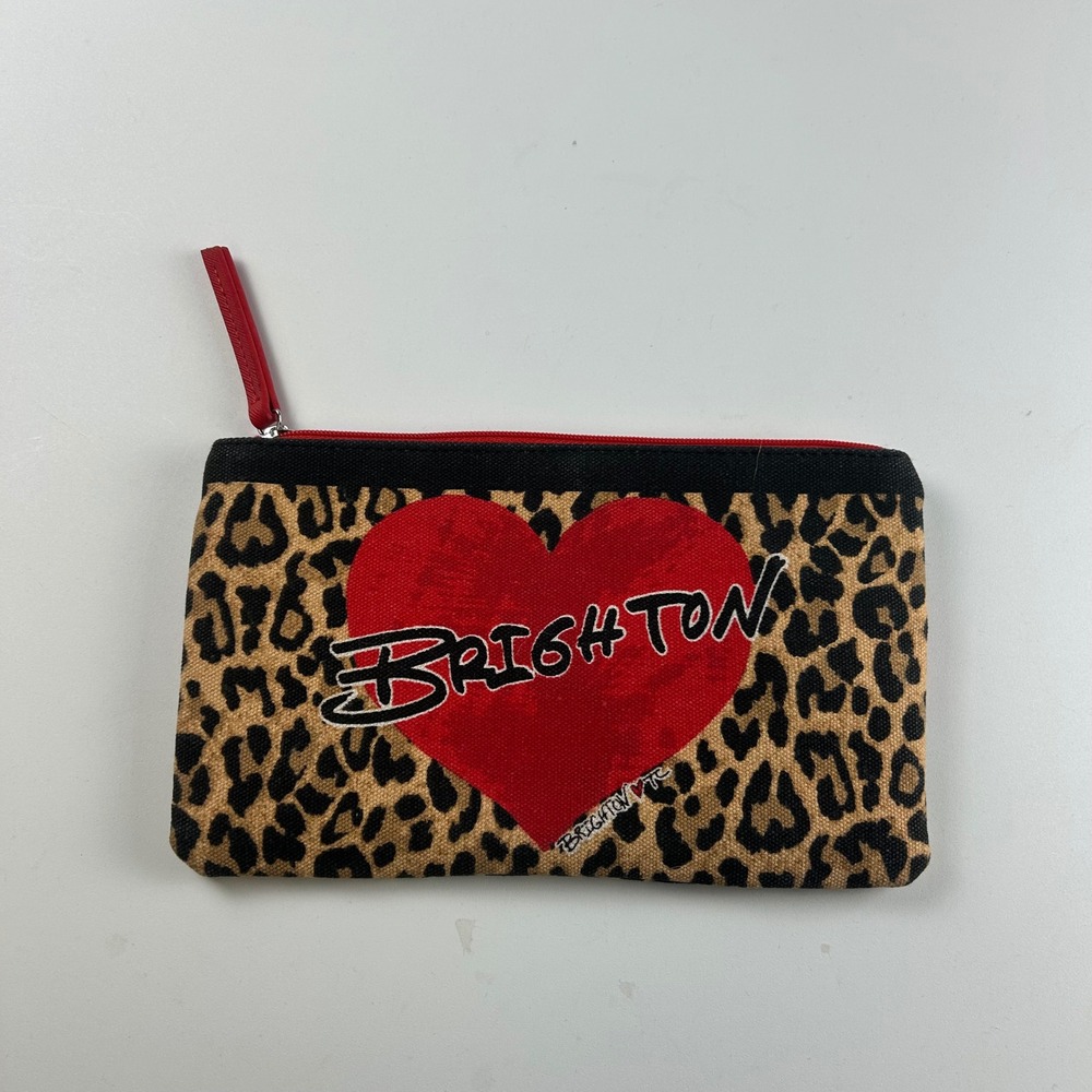 Brighton Leopard Print Heart Canvas Zipper Pouch Makeup Bag 2020 Red Bow Pouch